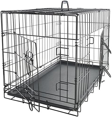 36" Dog Crate 2 Door w/Divide w/Tray Fold Metal Pet Cage