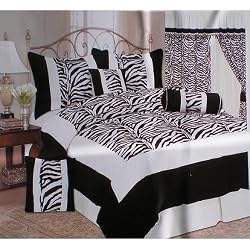 King Size Micro Fiber (not cheap satin copy) Black / White Zebra Patchwork Comforter Set