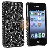 Black Rhinestone Bling Hard Case Cover for iPhone 4 4G