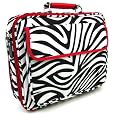 Zebra Print Nylon Laptop Computer Carry Case Red Trim