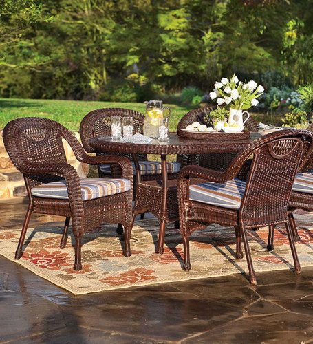 Prospect Hill Handwoven Resin Wicker Outdoor Round Dining Table and Four Chairs product image