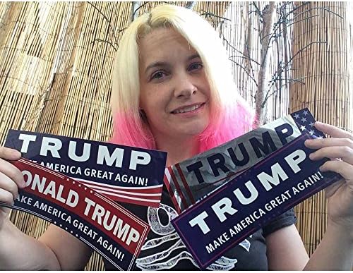 8 Packs Multi Designs Donald Trump Make America Great Again Bumper Sticker for Presidential Election 2016 ( 3x9" 4 Designs x 2 Each) &amp; 10 Packs Lapel Pin Decal (Multi Designs)
