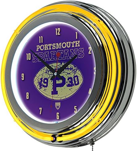 VAF Portsmouth Spartans Chrome Double Ring Neon Clock