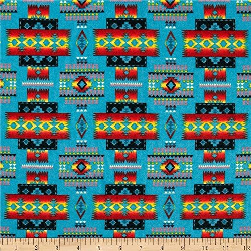 Elizabeth Studio Tucson Native Flannel Fabric F252 Turquoise Sold By the Yard