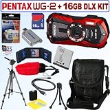 Pentax Optio WG-2 Adventure Series 16 MP Waterproof Digital Camera (Vermillion Red) + D-LI92 Battery + 16GB Deluxe Accessory Kit