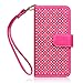 iPhone 6S Case, Terrapin [Pink] [Etched Floral Pattern] Textured PU Leather Wallet Case with Card Slots ID Window Cash Compartment and Detachable Wrist Strap Case for iPhone 6 / 6S - Pink