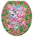 Toilet Tattoos TT-7307-R Flamingo's Fancy Decorative Applique for Toilet Lid, Round