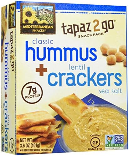 Mediterranean Snack Food Lentil Crackers and Hummus Snack Pack - Classic - 3.6 oz - 6 ct