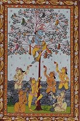 Art of India Home Decor Patachitra Paintings Organic Color on Paper 18 x 12 inches (pata250)