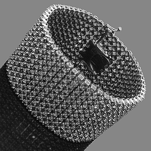 10K Gold Black Rhodium Plated Mens Diamond Bracelet 
