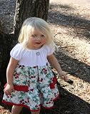 Cherrie O, Toddler and Bigger Girl's Dress, White Knit with Two Tier Cherry Skirt and Contrast Inset- Sweet!