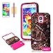 S5 Case,Galaxy S5 Case, OMIU(TM) Forest Pattern Hybrid Hard Soft Combo Shock-Absorption Bumper Back Case Cover Protector Fit For Samsung Galaxy S5 i9600(Rose Red), Sent Screen Protector+Stylus