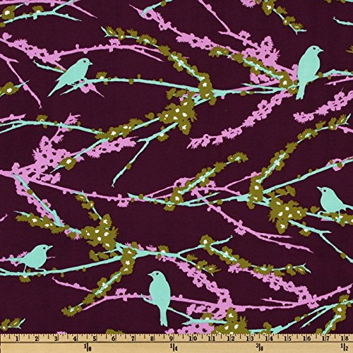 Aviary 2 Sparrows Lilac Fabric By The Yard