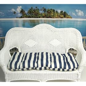 3-Piece Wicker Furniture Cushion Set - South Beach Indigo Stripe from Furniture Cushions