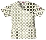 Dickies Original Mock Junior Fit Wrap Print Scrub Top with Contrast Trim and MP3 Player Pocket on Sleeve
