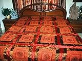 Velvet Mirror Embroidery Sari Tapestry Bedspread Coverlet Throw