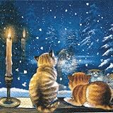 Lunch Servietten - Katzen am Fenster 33 x 33cm