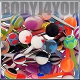 WHOLESALE LOT OF 100 14G MIXED TONGUE RINGS BARBELLS