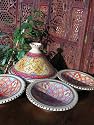 Medium patterned cooking tagine with 4 matching bowls