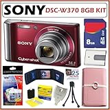 Sony DSCW370 RED DSC-W370 14.1MP Digital Camera with 7x Wide Angle Optical  ....