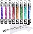 Eco-Fused Stylus Pen Bundle including 9 Universal Bling Stylus Pens and a Microfiber Cleaning Cloth - Styli Compatible with All Touchscreen Devices including iPad 1, 2, 3, 4, Mini; iPhone 3, 3G, 3GS, 4, 4S, 5, 5S, 5C; iPod Touch 3, 4, 5; Android Tablets; Samsung Galaxy Tablet and More (red, pink, purple, silver, gold, blue, dark blue, green, hot pink)