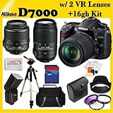 Pro Pack: Includes Nikon D7000 16.2MP CMOS Digital SLR DX Format with 2 VR Lenses and 16GB Accessory Kit
