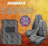 9pc Safari Grey Cheetah Print Car Floor Mats, High Back Seat Covers, Steering Wheel Cover & Shoulder Pad Set
