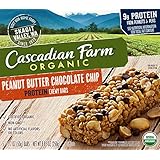 Cascadian Farm Snacks Protein Organic Chewy Granola Bars, Peanut Butter Chocolate Chip, 8.85 Ounce