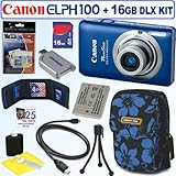 Canon PowerShot ELPH 100 HS 12 MP CMOS Digital Camera (Blue) + 16GB Deluxe  ....