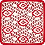 Caspari Set of Two Kiku Lacquer Red Square Paper Salad Plate packages, 8 plates per package