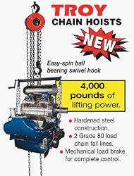 Troy ME3060-B 2-Ton Chain Hoist 10' Lift Spin Ball 1/4" Link