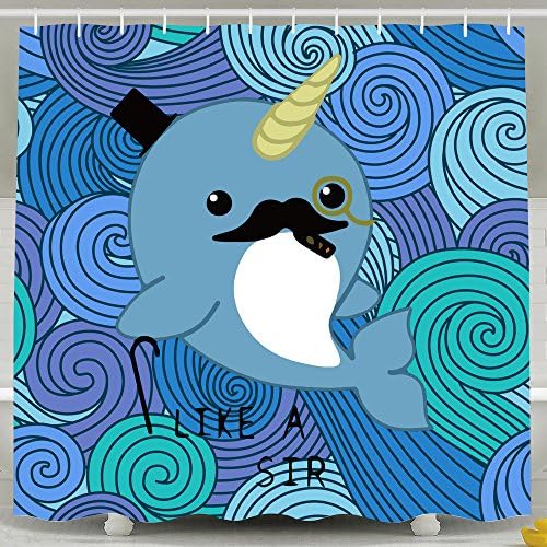 Fancy Narwhal Shower Curtains 72*72inch For Home / Traval / Hotel With Hooks