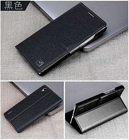 Huawei P7 Case, Pu Silk Flip Leather Case for Huawei Ascend P7 Wallet Pouch Skin Cover Phone Shell (Black)
