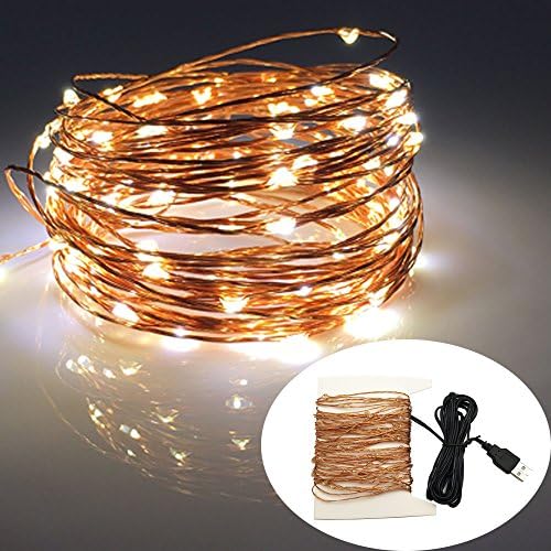 2 Pack Warm White USB copper wire String Lights,HarrisonTek 39ft 5V DC 100 Bright Mini LEDs, Flexible Starry Light,Waterproof Indoor Outdoor Fairy Light for Wedding Holiday Party Decor