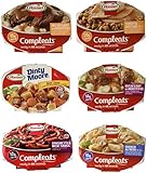 Hormel Compleats Meals - Variety Flavors (6 Count - 7.5 to 10 Ounce Microwavable Bowls) - Beef Stew, Meatloaf, Roast Beef, Spaghetti, Chicken Alfredo, Turkey Dressing