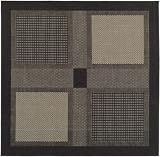 Patio Indoor Outdoor All Polypropylene CY1928 Black 7' 10 Square Rug