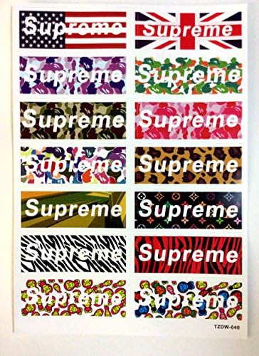 Supreme 14pcs A4 Size Vinyl Sticker (Ss1) Skateboard Car Window Decal