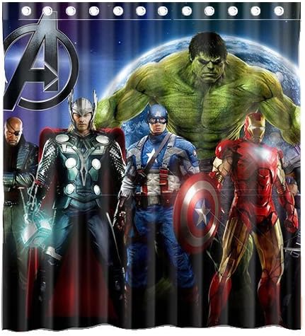 Custom Marvel Comic American Movie Superhero the Avengers Waterproof Polyester Fabric Bathroom Shower Curtain Standard Size 66(w)x72(h)