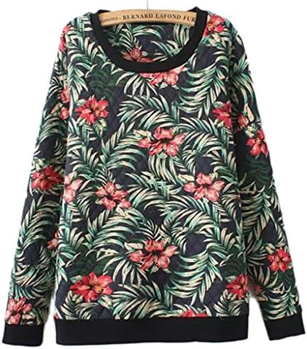 Women's Thick Sweatershirt O-neck Outwear Plus Size ZY14-187(Navy,One Size)