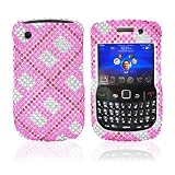 FOR BLACKBERRY CURVE 8530 BLING CASE CHECKER HOT PINK