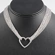 Sterling Silver Necklaces - Mult-Chain Heart - Length: 15", Height: 25mm