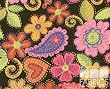 By The Yard Whimsy Floral Black Quilt Cotton Flannel