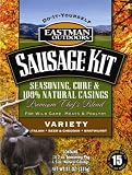 Eastman Outdoors 38661 Variety Sausage Seasonings and Cures Kit, with Casings, for 15-Pounds of Meat