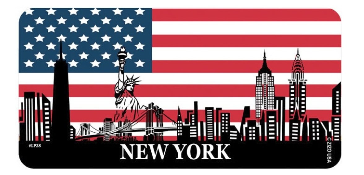 Amazon.com: New York Skyline with American Flag Novelty License ...