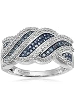 Sterling Silver and Blue and White Diamond Ring (1/2 cttw, I-J Color, I2-I3 Clarity), Size 7