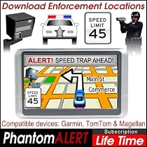 PhantomALERT Red Light Camera, Speed Camera and Speed Trap Detector Software for select Garmin, TomTom and Magellan GPS (Lifetime Subscription)