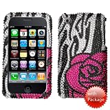 Zebra Rose Premium Diamante Crystal Protector Cover for Apple iPhone 3G / 3GS AT&T