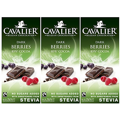 Stevia-Schokolade, Cavalier Belgian Chocolate 'Berries Dark' 3 x 85g Stevia-Schokolade, Cavalier Belgian Chocolate 'Berries Dark' 3 x 85g