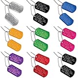 Custom US Military Dog Tags - Includes Two Personalized ID Tags Complete with Steel Chains and Silencers. 8 Color Options Available: Stainless Steel, Black, Blue, Green, Gold, Pink, Purple, or Red.