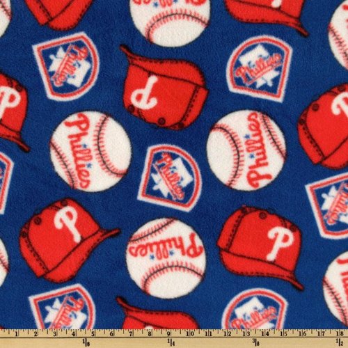 60'' Wide MLB Fleece Philadelphia Phillies Allover White/Red/Blue Fabric By The Yard